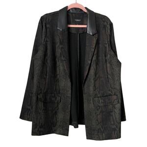 Liverpool Blazer‎ Womens Large Black Green Reptile Snake Print Preppy Retro Goth